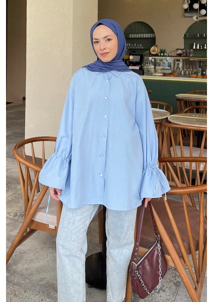 Kol Tünel Ip Detaylı Gömlek Bebe Mavisi