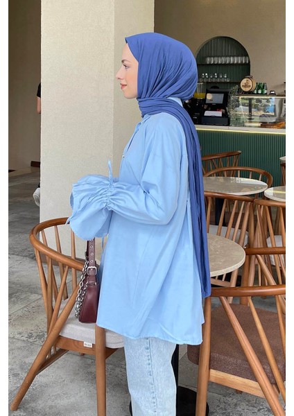 Kol Tünel Ip Detaylı Gömlek Bebe Mavisi fiyatları