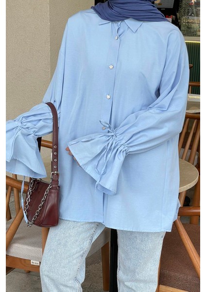 Kol Tünel Ip Detaylı Gömlek Bebe Mavisi modelleri
