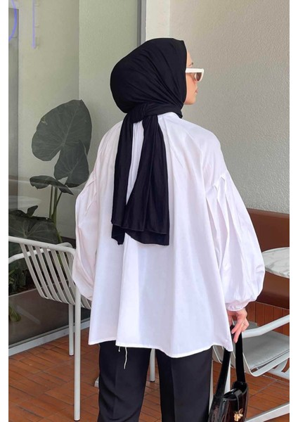 Yaka Fular Detaylı Gömlek Beyaz modelleri