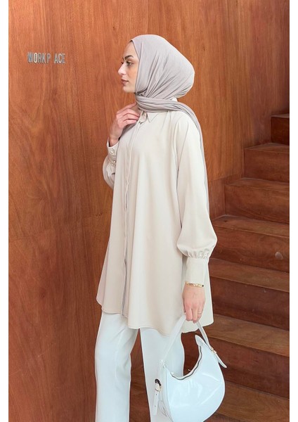 Gizli Düğme Detaylı Tesettür Tunik Taş fiyatları