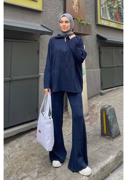 Selanik Pantalonlu Tesettür Takım Lacivert