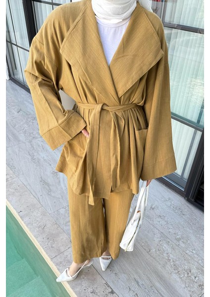 Kimono Tesettür Takım Yağ Yeşili fırsatları