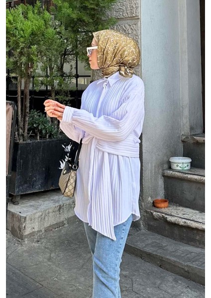Belden Bağlamalı Tunik Gömlek Beyaz fiyatları
