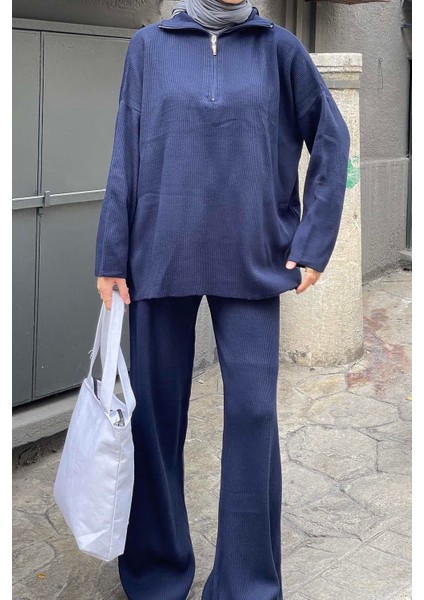 Selanik Pantalonlu Tesettür Takım Lacivert modelleri