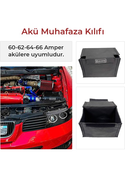 Akü Muhafaza Kılıfı Siyah 60AH-62AH-64AH-66AH Amper Uyumlu