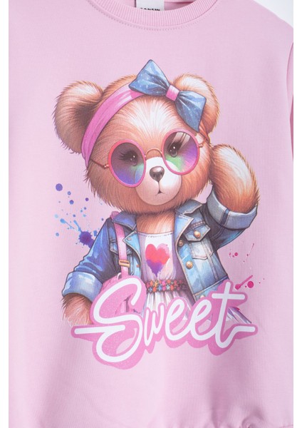 Pembe Ayıcık Baskılı Beli Lastikli Kız Çocuk Eşofman Takımı 22752 fiyatları