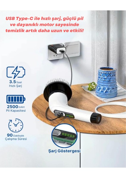 Happy Life Şarjlı & Elektrikli Temizlik Robotu (9 Başlık Dahil)- Her Yüzey Için Profesyonel Güç modelleri