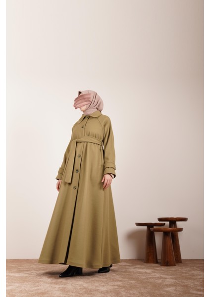 Düğmeli Kloş Kaban - Ihlamur modelleri