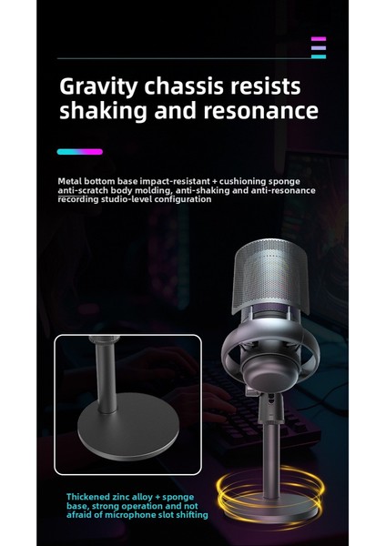 Rgb Aydınlatmalı USB Condenser Mikrofon – Profesyonel Oyuncu & Yayın Mikrofonu fırsatları