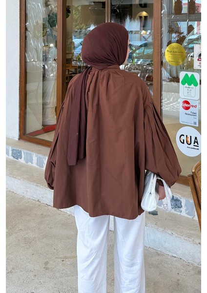 Yaka Fular Detaylı Gömlek Acı Kahverengi fırsatları