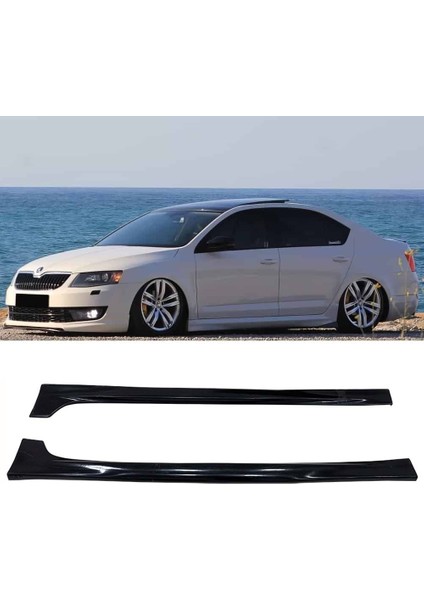 Skoda Octavia Mk3 Yan Marşpiyel Seti Plastik 2 Adet Mat Siyah 2013-2020