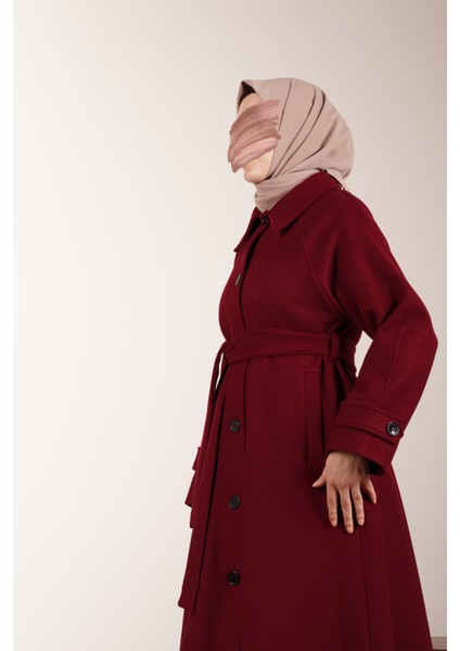 Düğmeli Kloş Kaban - Bordo fırsatları