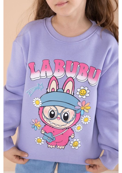 Lila Sevimli Karakter Baskılı Jean Pantolonlu Kız Çocuk 2li Takım 22750 fiyatları