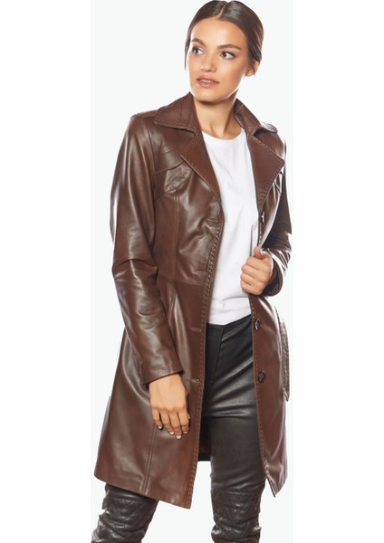 Jammi Kahve Deri Trençkot indirimleri