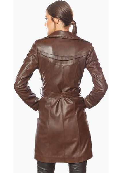 Jammi Kahve Deri Trençkot