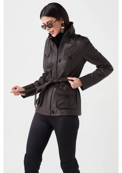 Nena Hakiki Deri Kadın Trençkot Kahverengi fiyatları