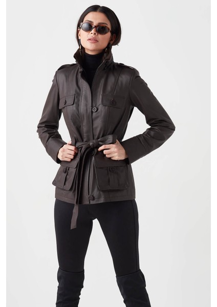 Nena Hakiki Deri Kadın Trençkot Kahverengi modelleri