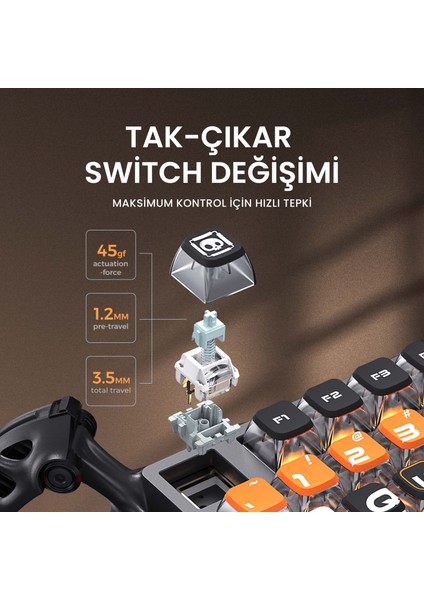Mercury K1 Pro Rgb Kablosuz Mekanik Gaming Klavye, Alüminyum Çerçeveli, Ingilizce Q, Cyberflare indirimleri