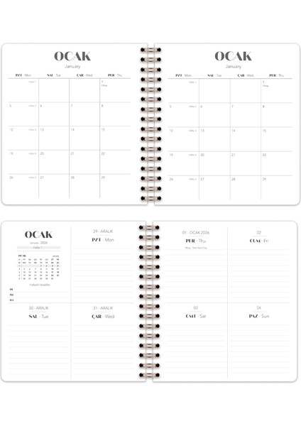 2026 Yılı Haftalık Kare Ajanda - 12 Aylık Fiyonk fırsatları
