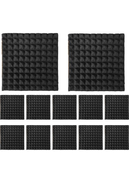 12 Paket Kendinden Yapışkan Ses Geçirmez Köpük Panelleri 2X12X12 Inç Yüksek Yoğunluklu Akustik Paneller, Piramit Tasarım Akustik Köpük (Yurt Dışından)