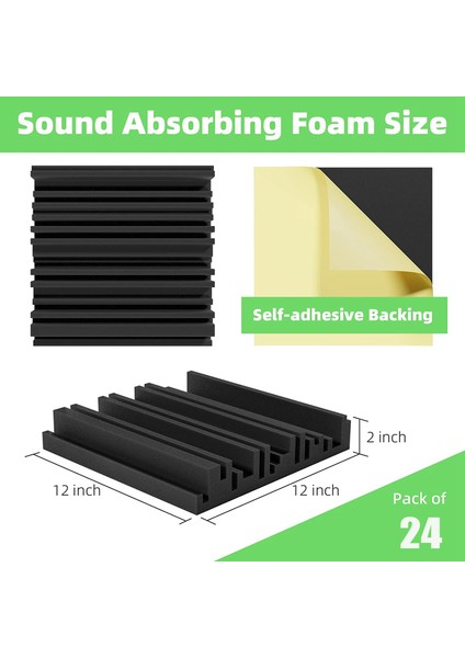 24 Paket Kendinden Yapışkan Ses Geçirmez Köpük Paneller, 12 x 12 x 2 Inç Akustik Köpük, Yüksek Direnç Ses Düzeltme Dolgu (Yurt Dışından) modelleri
