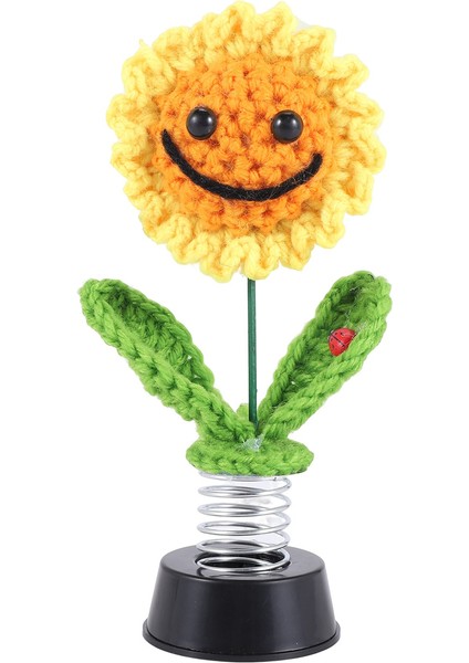 Ayçiçeği Araba Gösterge Tablosu Süslemeleri, Gösterge Tablosu Bobbleheads Kadınlar Için Knited Çiçekler Araba Süs Aksesuarları (Yurt Dışından)