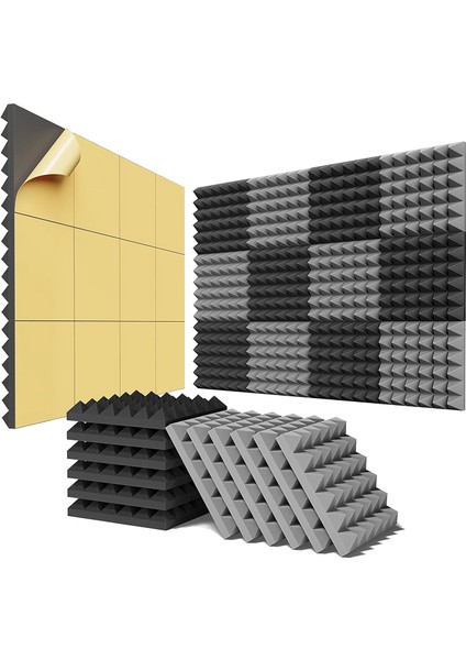 12 Paket Kendi Yapışkan Ses Geçirmez Köpük Panelleri 2 x 12 x 12 Inç Akustik Paneller (Yurt Dışından)