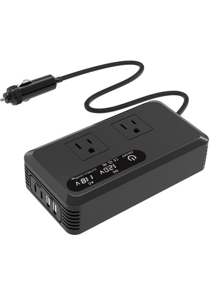 200W Araç Inverter Dc 12V - 110V Ac Güç Invertörleri USB Bağlantı Noktaları Şarj Cihazı Adaptörü Araç Fiş Dönüştürücü LED Ekran Us Fişi (Yurt Dışından)