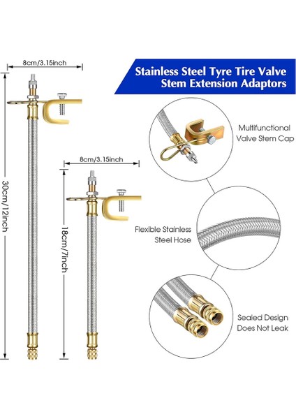 10 Adet Paslanmaz Çelik Valf Gövdesi Uzatma, 4 Adet Çift Lastik Valf Uzantısı 6 Adet Valf Genişletici Adaptörü (Yurt Dışından) indirimleri