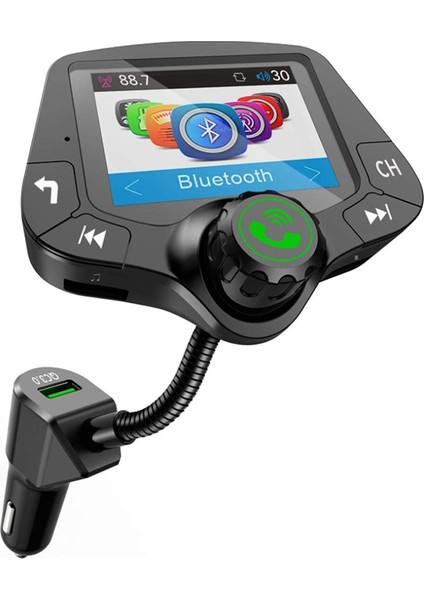 G24 Bluetooth 5.0 Araba Kiti Handfree Fm Verici Qc3.0 Araç Şarj Cihazı 2.0 Inç LCD Ekran Aux Audio Alıcı Mp3 Çalar (Yurt Dışından)