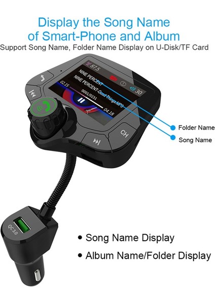 G24 Bluetooth 5.0 Araba Kiti Handfree Fm Verici Qc3.0 Araç Şarj Cihazı 2.0 Inç LCD Ekran Aux Audio Alıcı Mp3 Çalar (Yurt Dışından) modelleri