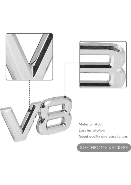 7.5x3.5cm Otomatik Araba V8 Çıkartmalar 3D Krom Çıkartma Rozeti Amblemi (Yurt Dışından) indirimleri