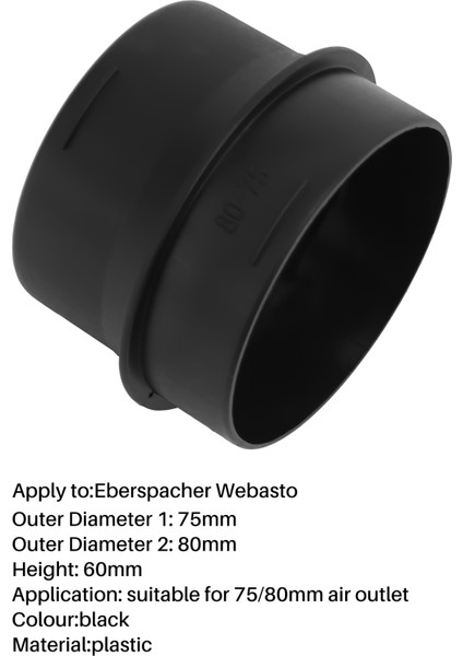 75MM Ila 80MM Park Isıtıcı Kanalları Redüktör Konnektörü Hava Isıtıcı Kanalı Borusu Redüktör Adaptör Dönüştürücü Için Eberspacher Için (Yurt Dışından) modelleri