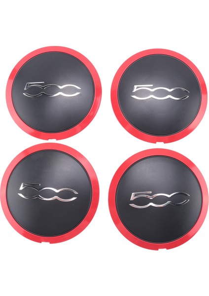 4pcs 133MM Fiat Için Hubcap 500 Tekerlek Merkezi Hub Kapakları Amblem Etiketi 68078419AC 68078421AC 51884863 Kırmızı (Yurt Dışından)
