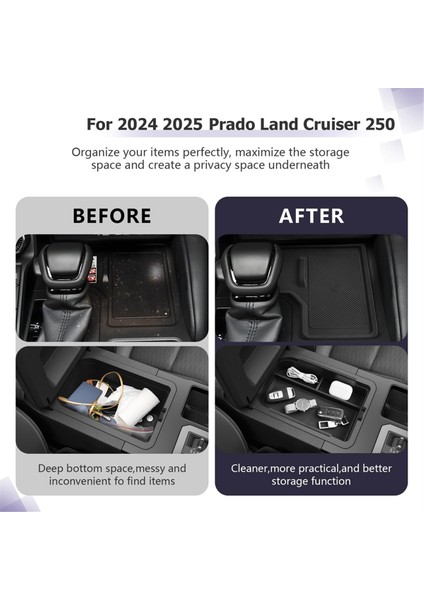 Toyota Land Cruiser Için 250 Prado LC250 2024 Lhd Merkez Konsolu Organizatör Saklama Kutusu Tepsisi ve Kablosuz Şarj Mat (Yurt Dışından) indirimleri