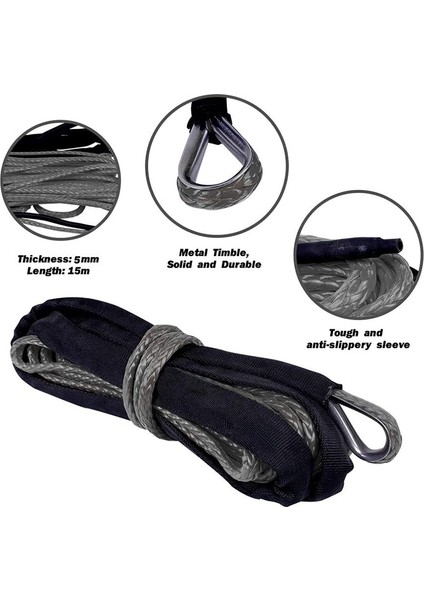 Sentetik Vinç Ipi, 15M 7700 Lbs Vinç Hattı Kablo Ipi Atv Utv Off-Road Için Koruyucu Manşon Bakım Dizesi ile (Yurt Dışından) indirimleri