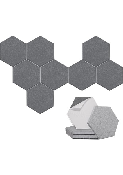 8 Paket Kendi Yapışkan Heksagonal Akustik Panel, Stüdyolar/kayıt Stüdyoları/ofisleri Için Ses Emici Panel, Gri (Yurt Dışından)