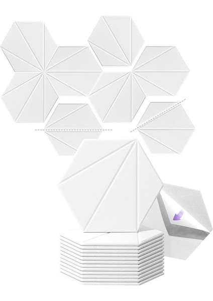 12 Paket Akustik Köpük Panelleri 12X10X6X0.4 Inç, Kendi Kendine Yapışkan Ses Geçirmez Köpük Duvar Panelleri, Akustik Için Beyaz (Yurt Dışından)