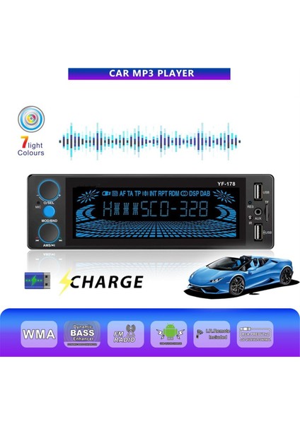 1din Mp3 Araba Radyo Ses Stereo Fm Aux Giriş Alıcı Bluetooth Multimedya Otomatik Radyo Oynatıcı Araba Yüksek Güç Amplifikatör (Yurt Dışından) fiyatları