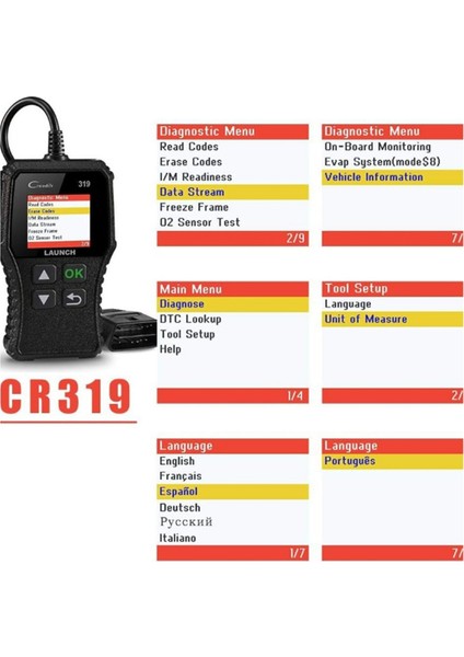 CR319 Creader Araç Kodu Okuyucu Obd2 Tarayıcı Obdıı Eobd Otomotiv Teşhis Araçları Obd2 Otomobil Test Cihazı (Yurt Dışından) fırsatları