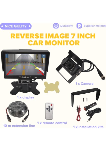 Araba Ahd Arka Görünüm Kamerası Ile Kamyon Park Römork 24V Ters Kamera, Ters Görüntü 7 Inç Araç Monitörü, 10M (Yurt Dışından) fırsatları