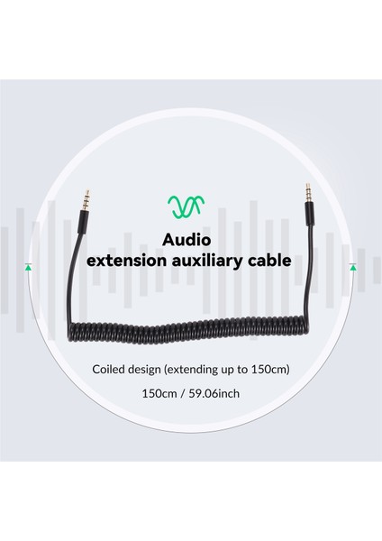 3,5mm Erkek Ila Erkek Kriko 4 Kutup Uzantısı Aux Ses Sarmal Spiral Kablo 1.5m (Yurt Dışından) fırsatları