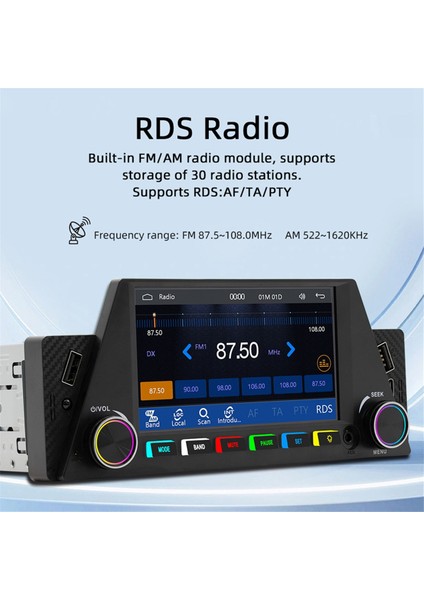 Araba 1din 4.7inch Bluetooth Taşınabilir Ekran Gps Navigasyon Ekranı Kablosuz Carplay Android Auto Mp5 Oynatıcı (Yurt Dışından)