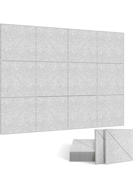 12 Paket Akustik Panel, 12 x 12 Inç Dekoratif Ses Yalıtımı Paneller, Duvar ve Tavan Akustik Paneller Gümüş Gri (Yurt Dışından)