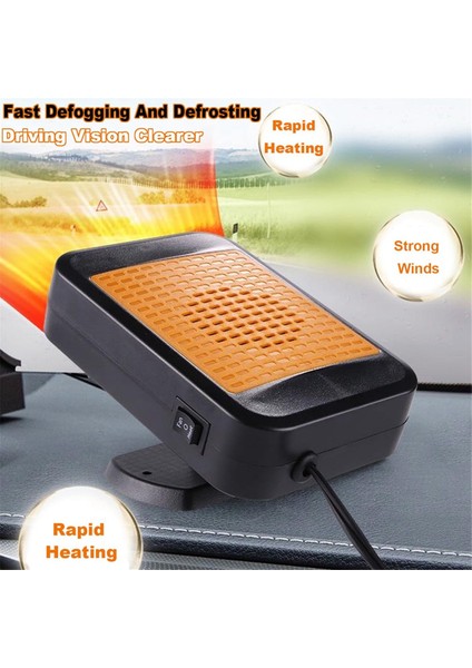 Araba Isıtıcı 12V 200W Taşınabilir Araba Isıtıcı Ön Cam Defroster Breakter 360 Derece Döner Taban (Yurt Dışından) indirimleri