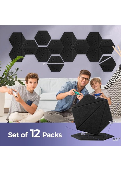 12 Paket Akustik Köpük Panelleri 12X10X6X0.4 Inç, Kendi Kendine Yapışkan Ses Geçirmez Köpük Duvar Panelleri, Akustik Için Siyah (Yurt Dışından) fiyatları