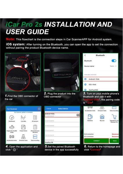 V-Gate Icar Pro 2s Için Obd2 Tarayıcı Bluetooth 5.2 Araba Tarama Aracı ve Ios &amp; Android &amp; Windows Için Kod Okuyucusu (Yurt Dışından) indirimleri