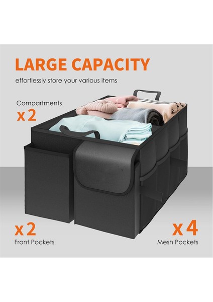 Araba Için Bagaj Organizatörü - Büyük Kapasiteli Otomobil Organizatörü, Suv ve Sedanlar Için Katlanabilir Bagaj Organizatörü, Gray (Yurt Dışından) indirimleri