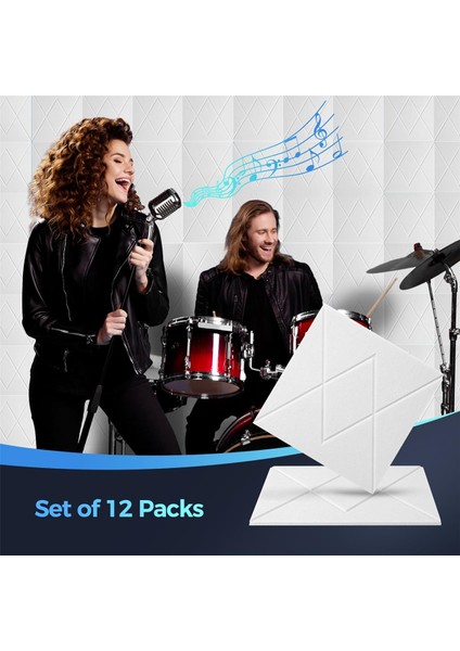 12 Paket Akustik Köpük Panelleri 12X12X0.4INCH, Kendi Kendine Yapışkan Ses Geçirmez Duvar Panelleri, Duvarlar Evi, Office -A (Yurt Dışından) fırsatları